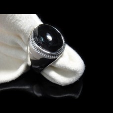 Oval Black Agate Biker Ring - TR54